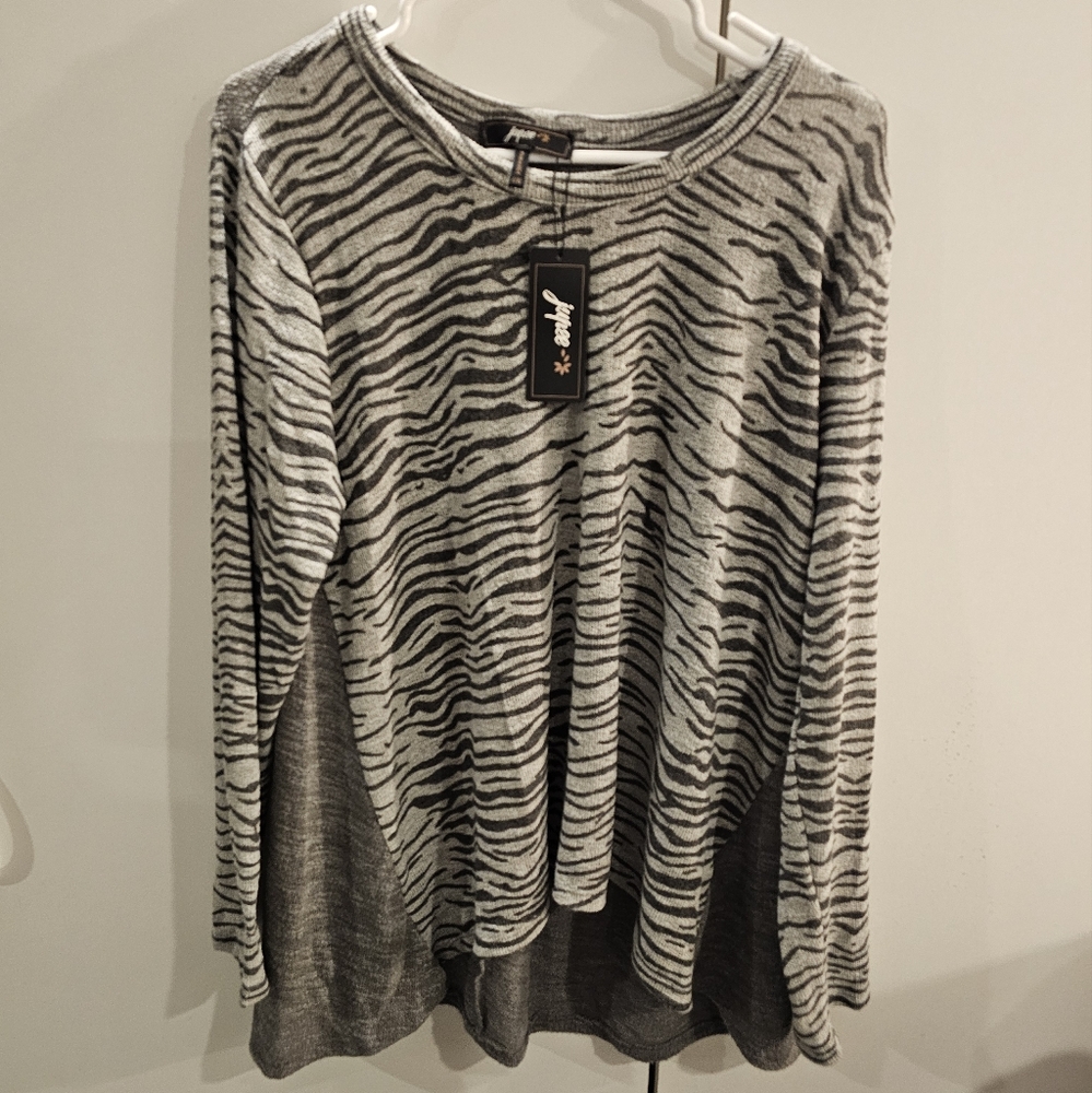 Jupee Womans L/XL Gray Long Sleeve Top